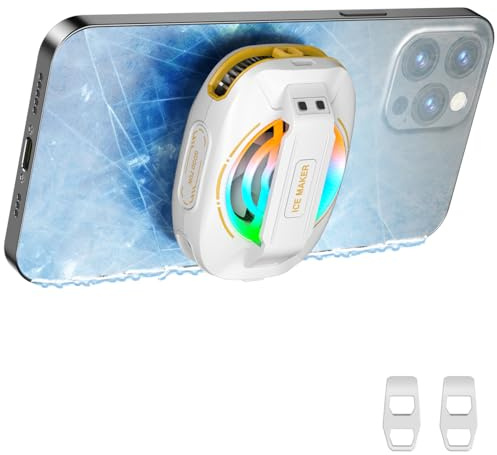 Basics - Dispositivo di raffreddamento magnetico per telefono, ventilatore di raffreddamento USB a basso rumore, con controllo intelligente della temperatura, luce RGB, anello magnetico e clip