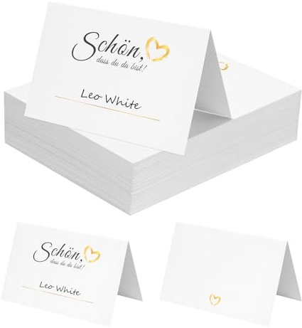 Tischkarten Schön Dass Du Da Bist, 100 Stück Tischkarten | Hochzeit Tischkarten Geburtstag 85x55mm, Tischdekoration Namenskarten Platzkarten für Hochzeit Geburtstag