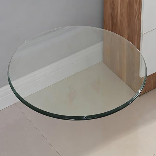 22 26 30 runde Glastischplatte, gehärtete transparente Tischoberfläche, schlagfest, glatte Kante for Zuhause, Küche, Esszimmer und Beistelltisch (6 mm dick)(40CM(16IN))