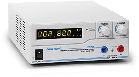 PeakTech 1570 – Labornetzgerät DC 1-16V / 0-60A mit USB, LED-Anzeige, DC-Schaltnetzteile, Stromversorgung, 3 benutzerdefinierte Voreinstellungen für Messwerte, Überlastungsschutz - 200~240 V AC