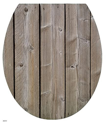 Sticker WC abattant bois 33x38cm - Autocollant déco toilettes trompe l'oeil - Décoration abattant WC bois brut pour toilettes.