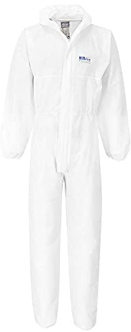 Portwest ST80 BizTex SMS FR Coverall Type 5/6 (Pk50) Breathable | White, Medium, EN ISO 14116, EN 1073-2, EN 13034, Guaranteed Flame Resistant, Ergonomically Shaped Hood, Elasticated Cuffs