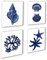 NAVY BLUE BEACH Wandtattoo Art Decor Set of 4 Prints gerahmt Coastal Home Decor