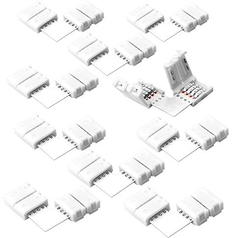 Sienoc LED RGB Strip Eckverbinder 10PK Schnellverbinder Steckverbinder L Verbinder Set(10pk L-4 Pol Verbinder)