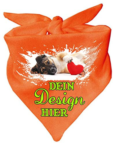 Hunde Dreiecks Halstuch personalisiert mit deinem Wunschmotiv (Fb: orange) (Gr. 1 (55 cm))