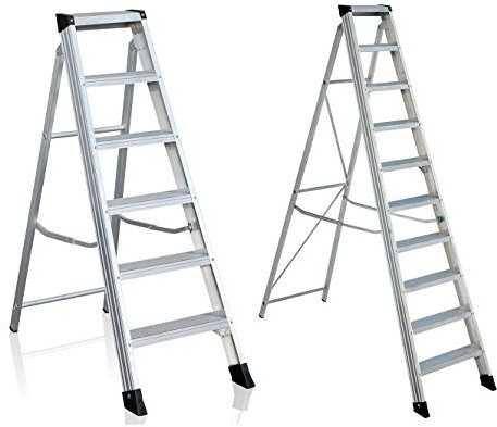Class 1 Industrial Swing Back Step Ladder 4 Tread - Aluminium - Non-Slip Treads - step ladders