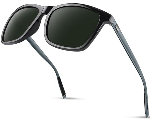 CGID Sonnenbrille Herren Polarisiert Damen Ultraleichte Al-Mg Metallrahmen Rechteckig Vintage UV400 Schutz Rechteckig Eckig mit Federscharnier