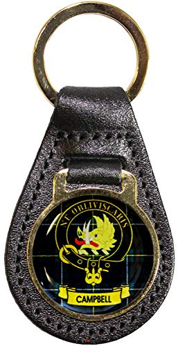 I LUV LTD Leather Key Fob Scottish Clan Crest Campbell Scottish Made