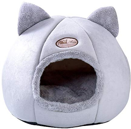 Haustier Nest Entfernbar Katzen Haus Soft Hundehöhle Katzenhöhle Winter Warm Pet Nest Hundebett Katzenbett Haustier Schlafsack Indoor Portable Faltbare Hund Zimmer Katzenhöhlen BJJH (M, Grau)