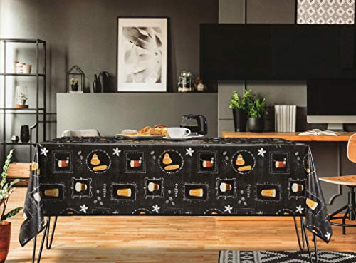 Wachstuch Tischdecken Wetterfest Robust Wachstischdecke Garten Tischdecke abwischbar Oval, Eckig, Rund (100x140cm Eckig, Kaffee Schwarz)