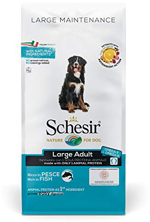 Schesir, Futter für ausgewachsene Hunde, groß, Geschmack Fisch, Pflege, Kroketten – Beutelformat mit 12 kg