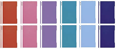 12 Brunnen Schnellhefter A4 farbig sortiert PP-Folie glasklares Deckblatt (Pastell Deluxe)
