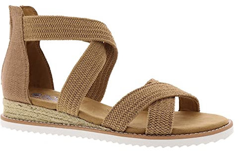 Skechers Damen Kiss-Desert Nights Sandale, Hellbraun, 38 EU