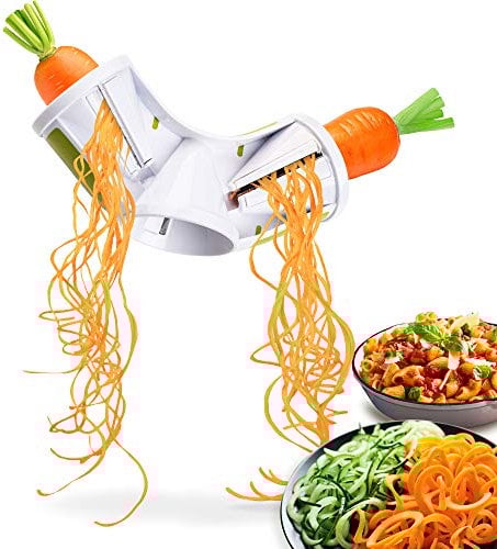 Cafendi | Spiralschneider - 3in1 Hand Spiralschneider für Gemüsespaghetti - Gemüsehobel für Karotte, Zucchini, Gurke, Kartoffel & Gemüsespaghetti