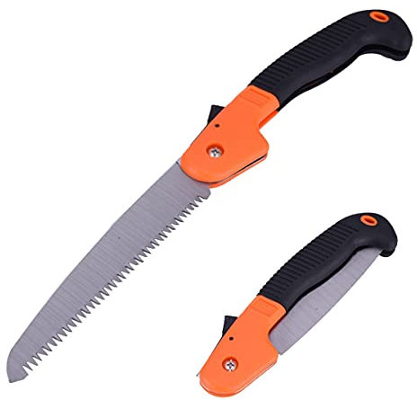 Hand Held Pruning Saw Foldable Hand Saw Features 3 - Sides Razor Tooth Blade for Pruning Sawing Camping Hiking Hunting Cutting Wood