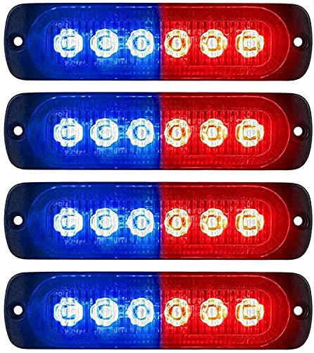Seitenmarkierungsleuchten, 4 STÜCKE 6LED Side Marker Lights Auto-Markierungsleuchten Autoseiten-Anzeigelampen 12V 24V Vordere Heckleuchte Positionsleuchten für LKW-Anhänger (Blau + Rot)