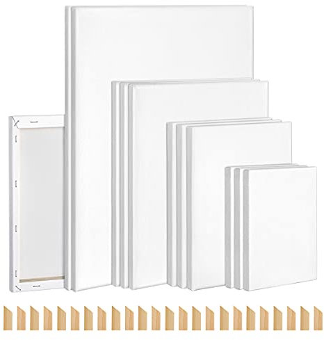 Auckpure Leinwand-Set – Leinwand zum Malen – Leinwandrahmen-Keilrahmen – leere Leinwandplatten in verschiedenen Größen – geeignet für Künstler, Amateure, Anfänger und Kinder, 12-teilig