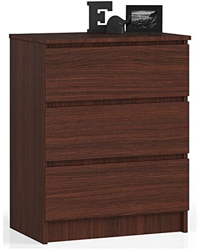 AKORD Kommode K60 mit 3 Schubladen | für das Wohnzimmer Schlafzimmer Schrank Büro Arbeitszimmer | Modernes Funktionales Design | B60 x H77 x T40 cm, Gewicht 25 kgWenge