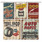 jingjiji Auto Duschvorhang 1950er Retro Landhaus Garage Antik Auto Zubehör Amerikanische Reparatur Poster Nummernschild Nostalgie Brief Badezimmer Dekor Vorhänge Polyester Stoff (Rot, 59 x 71 Zoll)