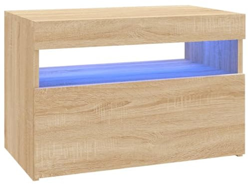 vidaXL TV Cabinet with LED Lights Hifi Stand Entertainment Centre Modern TV Unit Desk Lowboard Bedroom Living Room Furniture Sonoma Oak