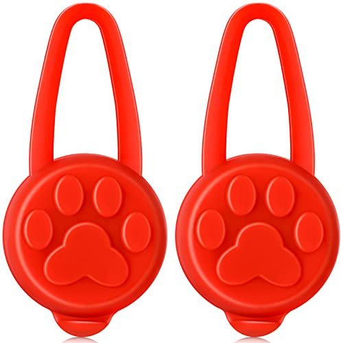 2 Stücke Leuchtend Hunde Halsband Licht 3 Modi Silikon Katze Hunde Lichter LED Licht für Hunde Halsband Wasserdicht Clip-on Hundeleine und Sicherheitslicht Hundehalsband mit Batterie (Rot)