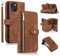 UEEBAI Hülle für iPhone 13 6.1 inch, 9 Kartenfäche Retro Leder Geldbörse Stoßfest Flip Case mit Handschlaufe Standfunktion Reißverschluss Handyhülle Magnetverschluss Wallet– Retro Braun