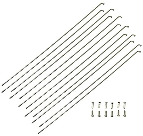 Pro Bamboo Kitchen 12 Stück Speichen aus Stahl, 255 mm/10 Zoll 14G J Bend Fahrrad 304 Edelstahl mit 12 mm Nippel Fahrradspeichen