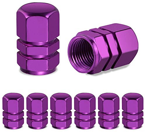 Soleebee Legierung Ventilkappen, Reifen Ventilschaftkappen Autozubehör Universal Ventil Kappen Staubschutz Luftdüsenkappe Auto Dekoration Zubehör für Auto PKW Motorrad Fahrrad (Lila, 8 Stück)