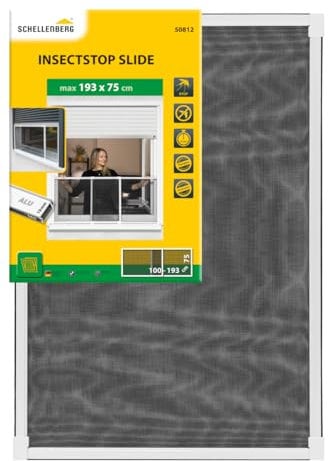 Schellenberg 50812 Insektenschutz Schiebe-Fenster Insectstop Slide für Fenster mit Rollläden, Fliegengitter zum Schieben maximal 193 x 75 cm, weiß