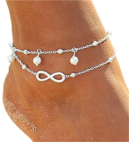 Clataly soleil lune bracelet cheville multicouche ananas amour tortue cheville perles d'été accessoire plage pied femme fille bijoux (Lettre 8 chevilles)