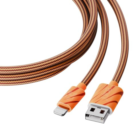 Juice Braided Lightning Cable 2m (Tiger) | MFi Certified iPhone Charger | USB A to Lightning | iPhone 5–14, iPad, iPod, AirPods | Zero waste packaging | 1 year warranty