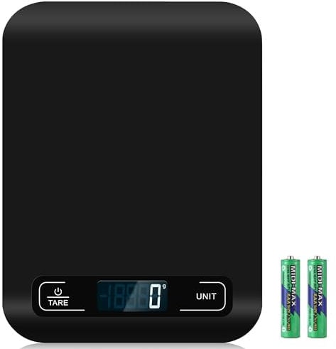 Bilancia da cucina digitale, 10 kg, con display LCD e funzione tara, bilancia da cucina per cuocere e cucinare, misurare ingredienti, esattamente 1 g – (nero)