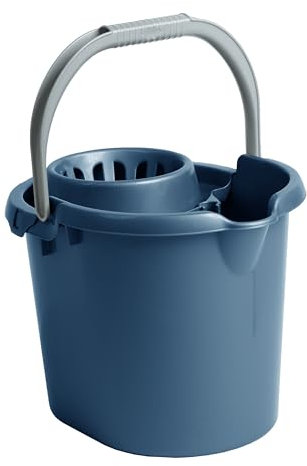 TENLITE 16L Litre Mop Bucket With Removable Wringer and Easy Grip Carry Handle Pouring Spout Deluxe Floor Cleaning Bucket For Commercial and Household - (Navy, 16L Mop Bucket)