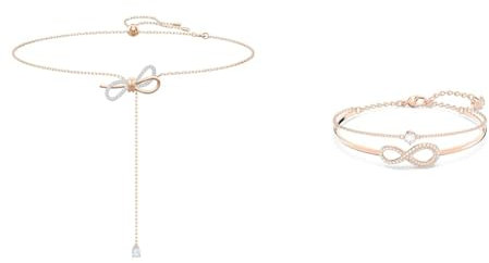 Swarovski Lifelong Bow Halskette, Schleife, Weiß, Metallmix & Infinity Armreif, Unendlichkeit, Weiss, Roségold-Legierungsschicht