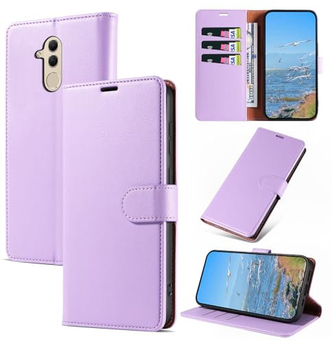KKEIKO Funda para Huawei Mate 20 Lite, Billetera Carcasa de PU Cuero, Anti Golpes Magnético Funda con Stand Function para Huawei Mate 20 Lite, Morado