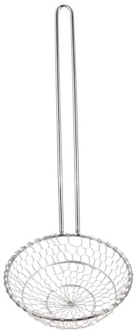 Ciieeo 2 Piezas Colador espumadera de cuchara fideos asiáticos gordo espumadera para freír espumadera de cocina manual Cesta canasta de papas fritas Acero inoxidable filtrar