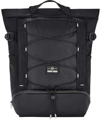 Johnny Urban Rucksack für Herren & Damen Schwarz - Harper - Daypack für Freizeit Sport Alltag - Tagesrucksack mit vielen Fächern - 16 Zoll Laptopfach & Trolley Strap - Wasserabweisend