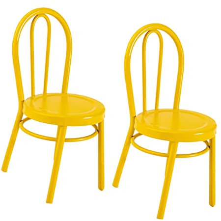 WOONEKY 2St Stuhl Außendekoration Mini-Möbelmodell Modelle Wohnkultur Mikrolandschaftsverzierungen Puppenhaus-Layout Miniatur schmücken eiserner Hocker Lieferungen Dekorationen Eisen