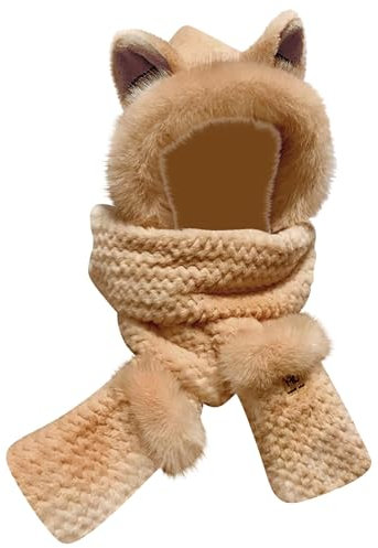 Kopfwärmer für Herren, Ohrenschal, Mütze, Schal, Kombi-Kapuze, kombiniert eine Mütze für Damen, Winter-Trooper-Trapper-Mütze mit Brille, khaki, Einheitsgröße