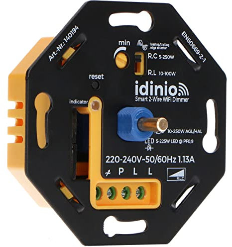 idinio 140194 Smart LED Dimmer 2-Draht für Markenschalter LED und Halogen Tuya