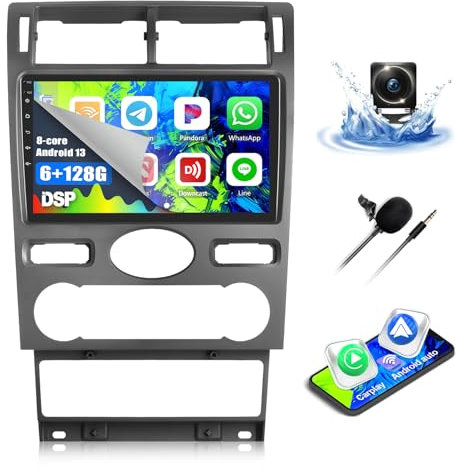 6G+128G CAMECHO Android 13 Autoradio für Ford Mondeo 3 2004-2007 (Hatchback) mit Navi Carplay Android Auto,Octa Core丨9-Zoll Bildschirm 丨Autoradio mit Bluetooth RDS 32EQ DSP Mirror Link+Rückfahrkamera