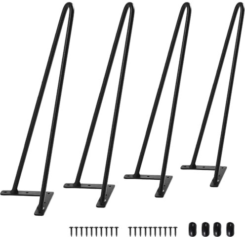 Yaheetech Hairpin Legs Heavy Duty Table Legs with Protector Feet 4PCS 41cm DIY Metal Tool for Furniture, Coffee Table, Chair, Desk, Bench, Black