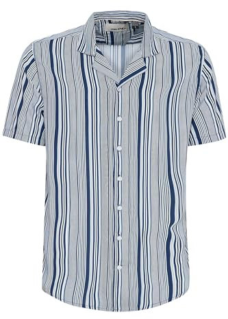 Blend BHShirt Herren Kurzarmhemd Herrenhemd Hemd mit Reverskragen Knöpfen Regular fit, Größe:L, Farbe:Dress Blues (194024)