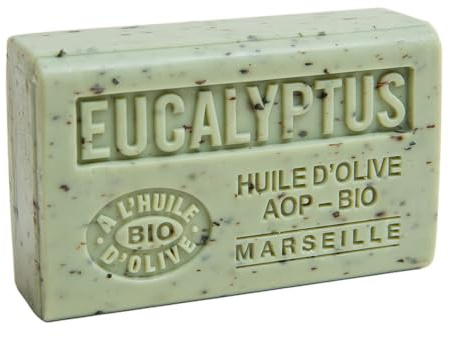 Label Provence Nature Savon de Marseille – Französische Seife aus reinem Bio-Olivenöl und Sheabutter – Eukalyptus-Duft – 125 g Riegel