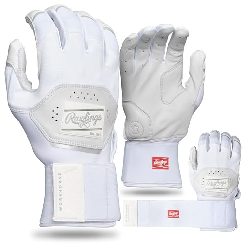 Rawlings | Adult Workhorse with Compression Strap Baseball Batting Gloves | White | SML