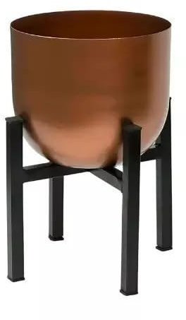 Elegant Marrakesh Copper Plant Stand With Plant Pot Large Metal Planter with Black Stand Flower Pot for Outdoor and Indoor Plants and Flowers 30cm