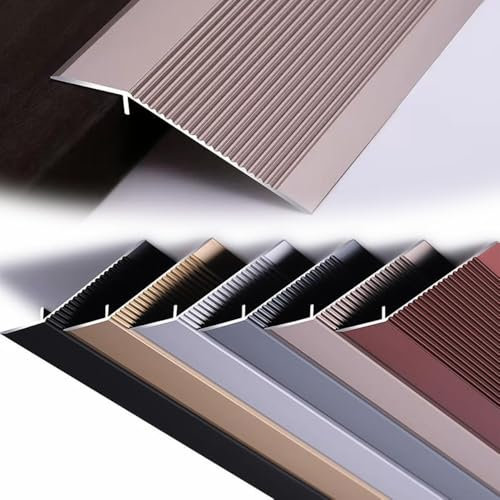 COKYIS Metal Door Threshold Cover Wood To Tile Floor Transition Strip For Exterior Doors Uneven Floors Threshold Ramp Wide 10cm Long 90cm 120cm(Purple Gold,120cm/47)