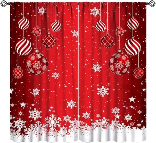 Vorhang Blickdicht Gardinen Mit Ösen - 2 Stücke 140 (B) X 160 (H) cm Verdunklungsvorhänge 3D Weihnachten Muster Thermovorhang Für Kinderzimmer Schlafzimmer Weihnachtsgardinen 9426352111200