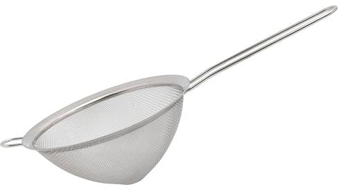 Buckingham Stainless Steel Fine Mesh Conical Strainer Sieve for Baking Rust Free, Dishwasher Safe, (18cm)
