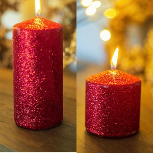 Marco Paul Stumpenkerze – Elegante Kirche Weihnachtskerze – Heimdekoration Kerzenbeleuchtung – festliche Hochzeitsdekor-Kerze für Veranstaltung, Esszimmer, Party, Tischdekoration im Freien (glitzernde